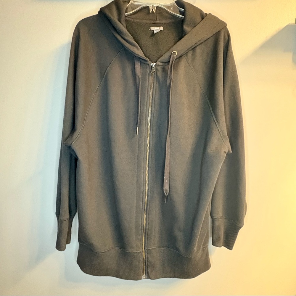 America Eagle Outfitters Aerie Long Full Zip Hoodie Dark Gray Size S